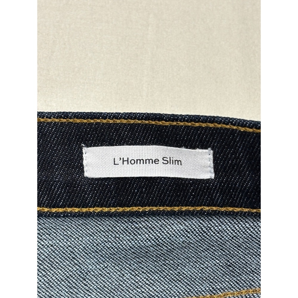 FRAME L Homme Slim Jeans Mens 33 x 28 Blue Slim Straight Stretch Denim Dark Wash - Picture 4 of 11